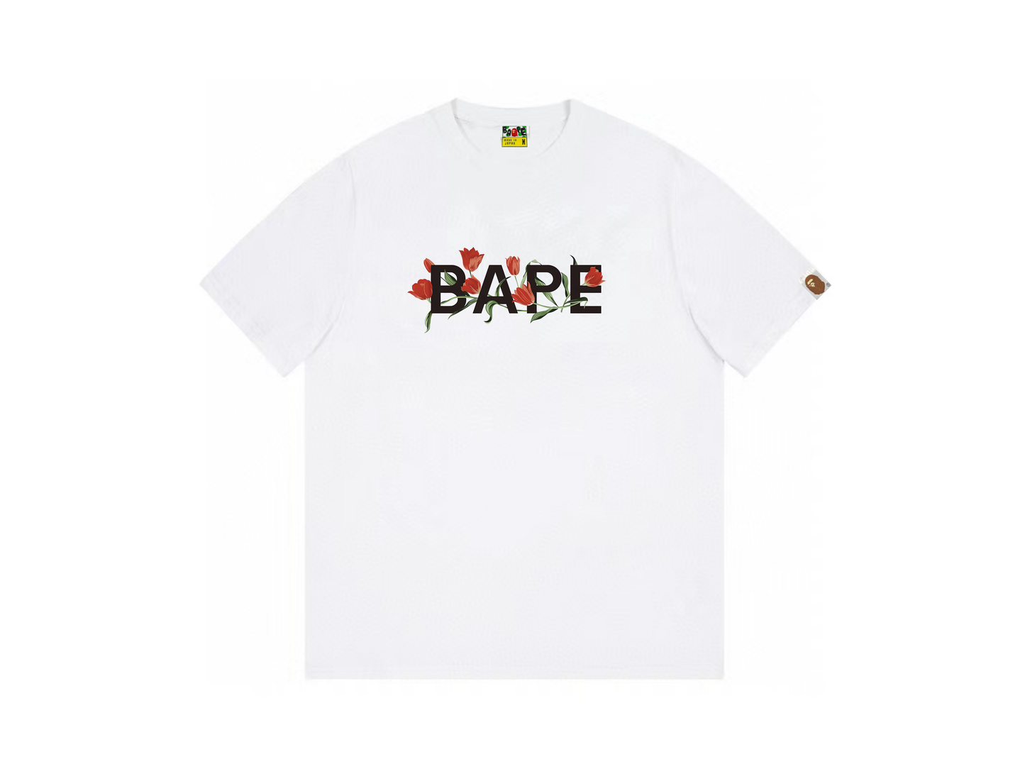 A BATHING APE BAPE Tulip Logo Tee in Black and white