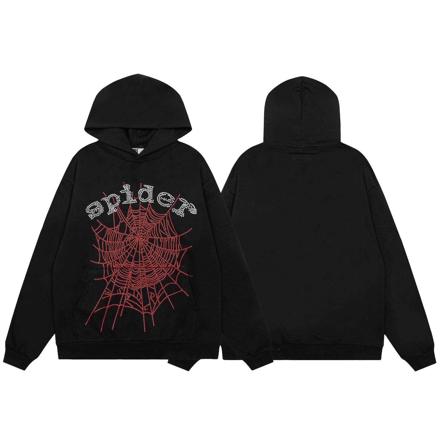 The item in the selected region is the Sp5der OG Rhinestone Logo Hoodie Black